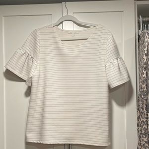 Off white strip peplum sleeve top
